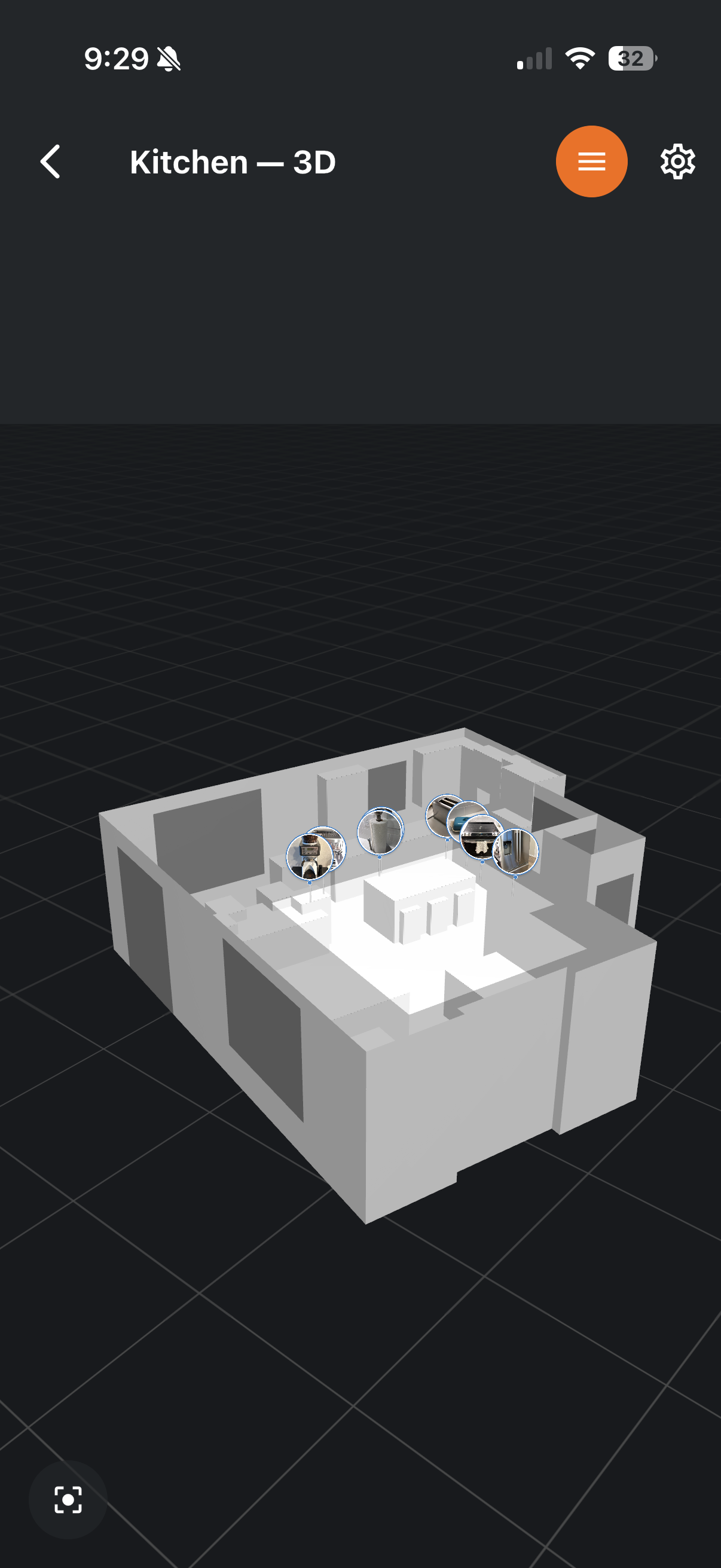 GatherMind 3D model of a scanned kitchen